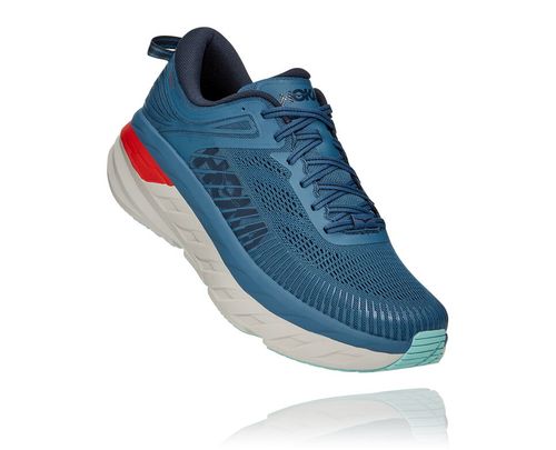 Men's Hoka One One Bondi 7 Road Running Shoes Real Teal / Outer Space | ORTBKN821