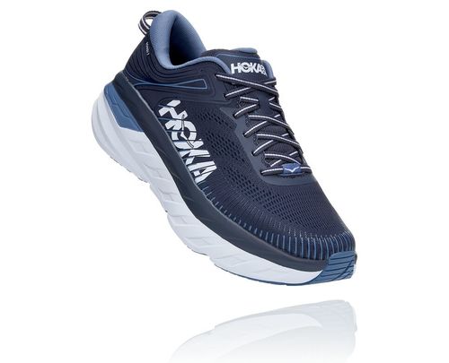 Men's Hoka One One Bondi 7 Road Running Shoes Ombre Blue / Provincial Blue | YBXSDG831