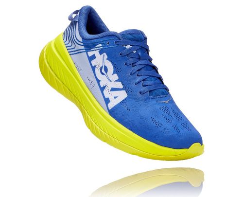 Men's Hoka One One Carbon X Road Running Shoes Amparo Blue / Evening Primrose | FWJLBD560