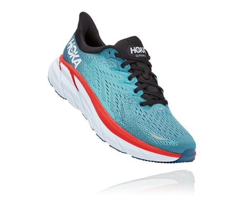 Men's Hoka One One Clifton 8 Road Running Shoes Real Teal / Aquarelle | VPCNUH401