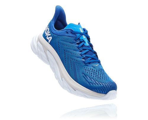 Men's Hoka One One Clifton Edge Road Running Shoes Turkish Sea / White | QNIMZR371