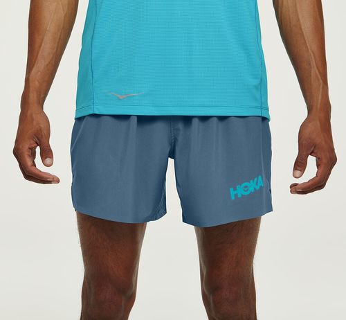 Men's Hoka One One Glide 5" Shorts Real Teal | HWSGZR607