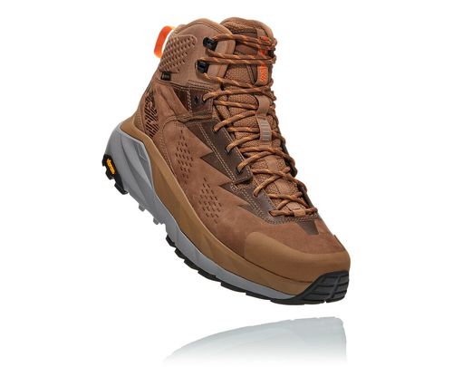 Men's Hoka One One Kaha GORE-TEX Hiking Boots Otter / Persimmon Orange | KJGQES648