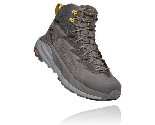 Men's Hoka One One Kaha GORE-TEX Hiking Boots Charcoal Gray / Green Sheen | ZGKCLY430