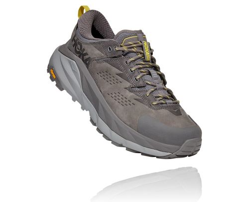 Men's Hoka One One Kaha Low GORE-TEX Hiking Boots Charcoal Gray / Green Sheen | ZIVOUL356