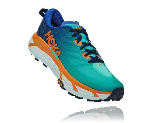 Men's Hoka One One Mafate Speed 3 Trail Running Shoes Dazzling Blue / Desert Sun | CQBXEK052