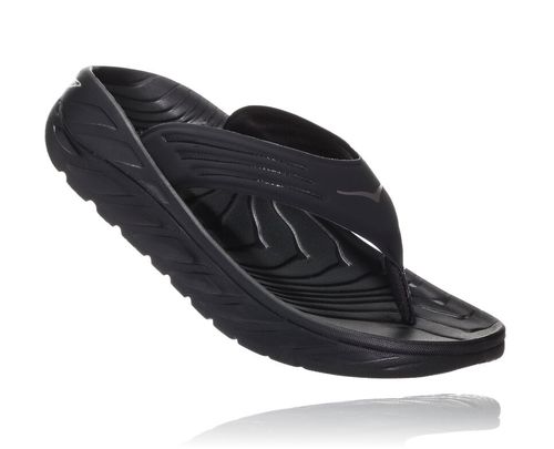 Men's Hoka One One ORA Recovery Flip Flops Black / Dark Gull Gray | DQGUFW726