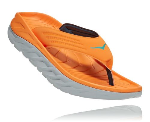 Men's Hoka One One ORA Recovery Flip Flops Blazing Orange / Lunar Rock | RIBOHW291