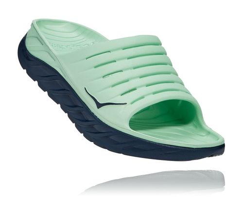 Men's Hoka One One ORA Recovery Slides Green Ash / Outer Space | LKZFNQ683