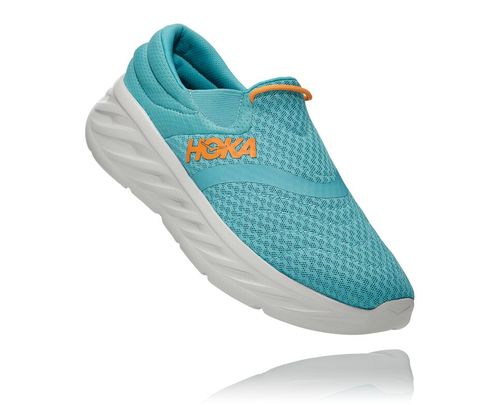 Men's Hoka One One Ora Recovery Shoe 2 Sandals Aquarelle / Blazing Orange | JKQFEN154