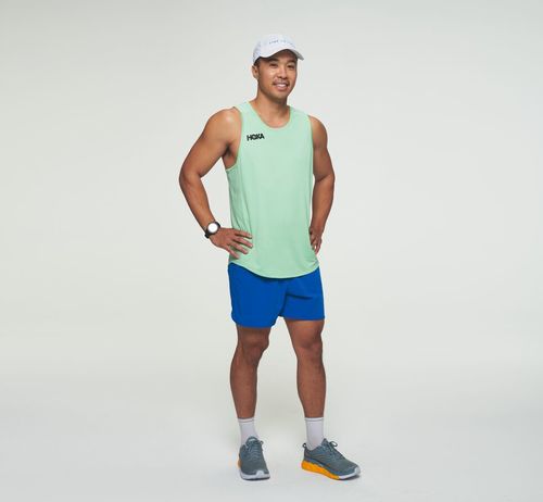 Men's Hoka One One Performance Running Tanks Green Ash | CJKOSL391