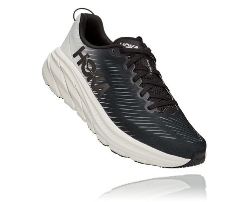 Men's Hoka One One Rincon 3 Road Running Shoes Black / White | OZYXDU801