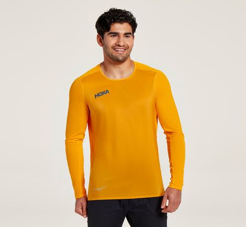 Men's Hoka One One Slim Fit Windshirts Saffron | DYGQEM316