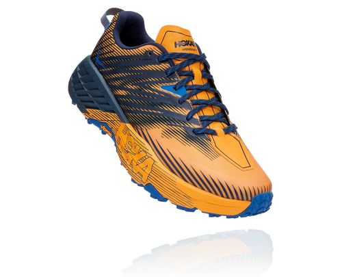 Men's Hoka One One Speedgoat 4 Trail Running Shoes Saffron / Black Iris | ATBXKC243