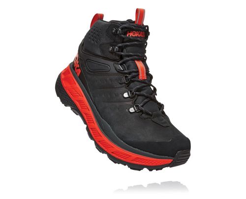 Men's Hoka One One Stinson Mid GORE-TEX Hiking Boots Anthracite / Mandarin Red | VMFKZB135