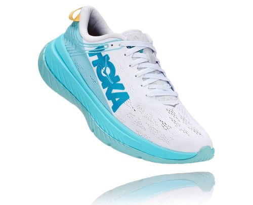 Women's Hoka One One Carbon X Road Running Shoes White / Angel Blue | OZLSEC201