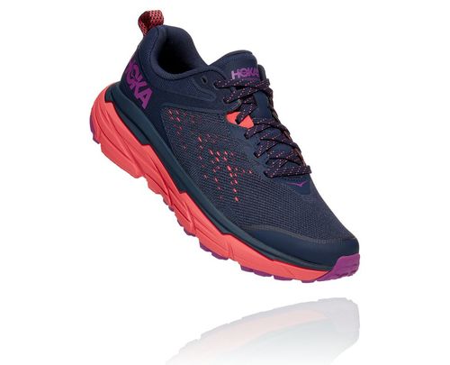 Women's Hoka One One Challenger ATR 6 Trail Running Shoes Black Iris / Hot Coral | XUSBYL078