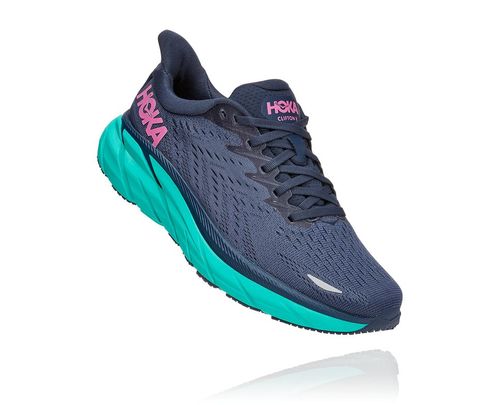 Women's Hoka One One Clifton 8 Road Running Shoes Outer Space / Atlantis | SDNRGJ082