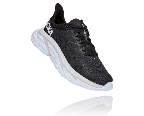 Women's Hoka One One Clifton Edge Road Running Shoes Black / White | VMSBFN039