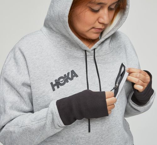 Women's Hoka One One Hoodie Hoodie Heather Grey | KQAMLD261