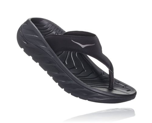 Women's Hoka One One ORA Recovery Flip Flops Black / Dark Gull Gray | RAEUXY875