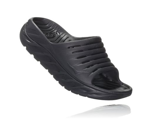 Women's Hoka One One ORA Recovery Slides Black / Black | CNQFEX238