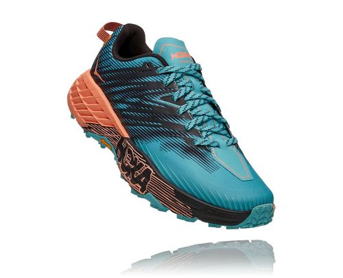 Women's Hoka One One Speedgoat 4 Trail Running Shoes Aquarelle / Cantaloupe | GICRAB196