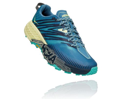 Women's Hoka One One Speedgoat 4 Trail Running Shoes Provincial Blue / Luminary Green | PMXGLJ279