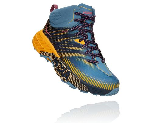 Women's Hoka One One Speedgoat Mid GORE-TEX 2 Trail Running Shoes Provincial Blue / Saffron | OYWGDR497