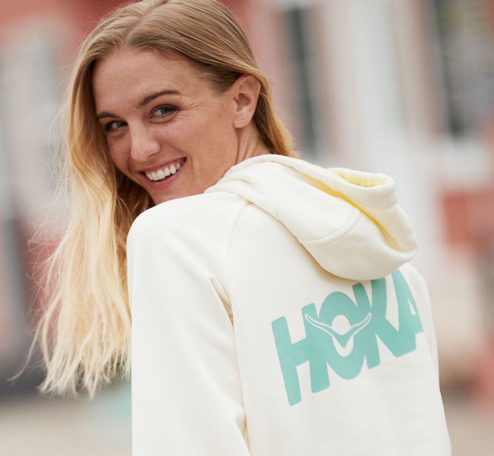 All Gender Hoka One One Bondi Hoodie White | JIDRUO413