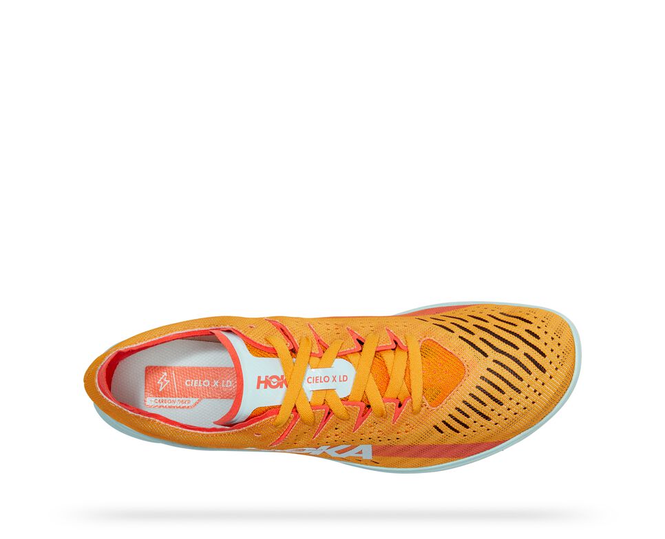 All Gender Hoka One One Cielo X LD Spikes Shoes Radiant Yellow / Camellia | QVMWLT189