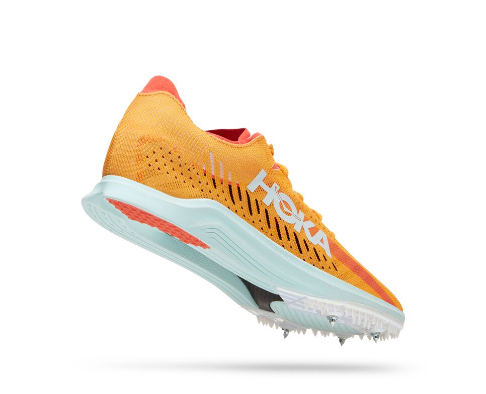 All Gender Hoka One One Cielo X LD Spikes Shoes Radiant Yellow / Camellia | QVMWLT189