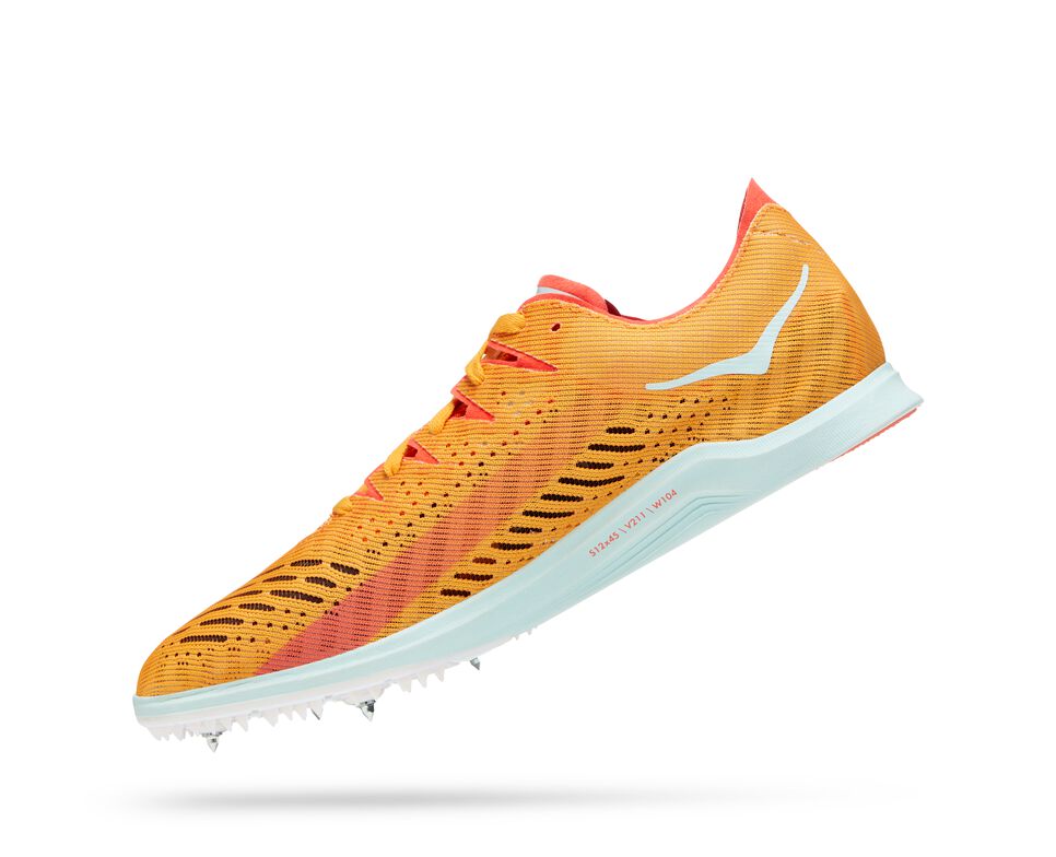 All Gender Hoka One One Cielo X LD Spikes Shoes Radiant Yellow / Camellia | QVMWLT189