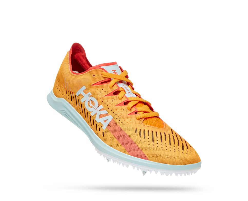 All Gender Hoka One One Cielo X LD Spikes Shoes Radiant Yellow / Camellia | QVMWLT189