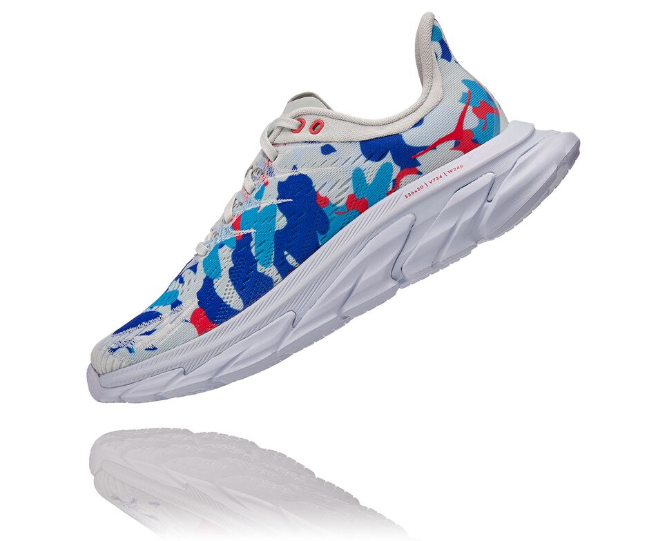 All Gender Hoka One One Clifton Edge Geometric Road Running Shoes Ballad Blue / Blue Flower | AIJOEY605