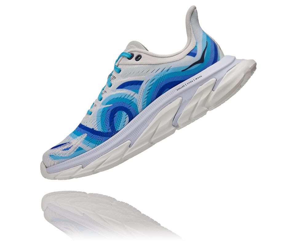 All Gender Hoka One One Clifton Edge Geometric Road Running Shoes Dazzling Blue / Blue Flower | LFJGIH295