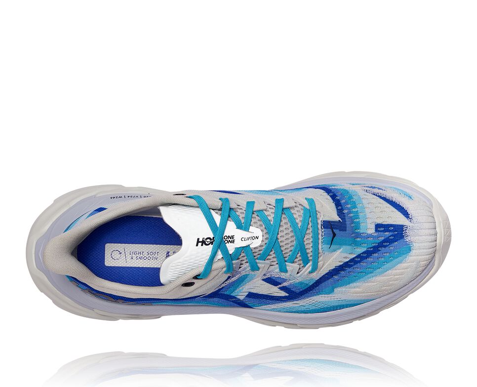 All Gender Hoka One One Clifton Edge Geometric Road Running Shoes Dazzling Blue / Blue Flower | LFJGIH295