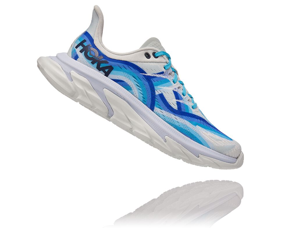 All Gender Hoka One One Clifton Edge Geometric Road Running Shoes Dazzling Blue / Blue Flower | LFJGIH295