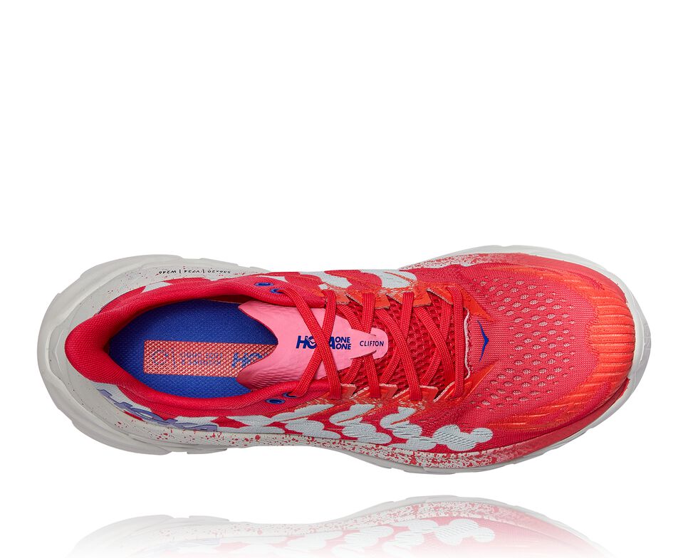 All Gender Hoka One One Clifton Edge Geometric Road Running Shoes Paradise Pink / Blue Flower | OHREBN690