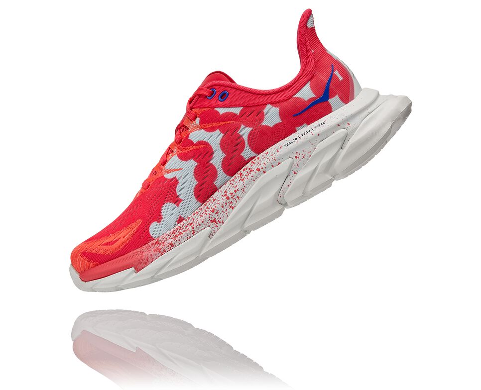 All Gender Hoka One One Clifton Edge Geometric Road Running Shoes Paradise Pink / Blue Flower | OHREBN690