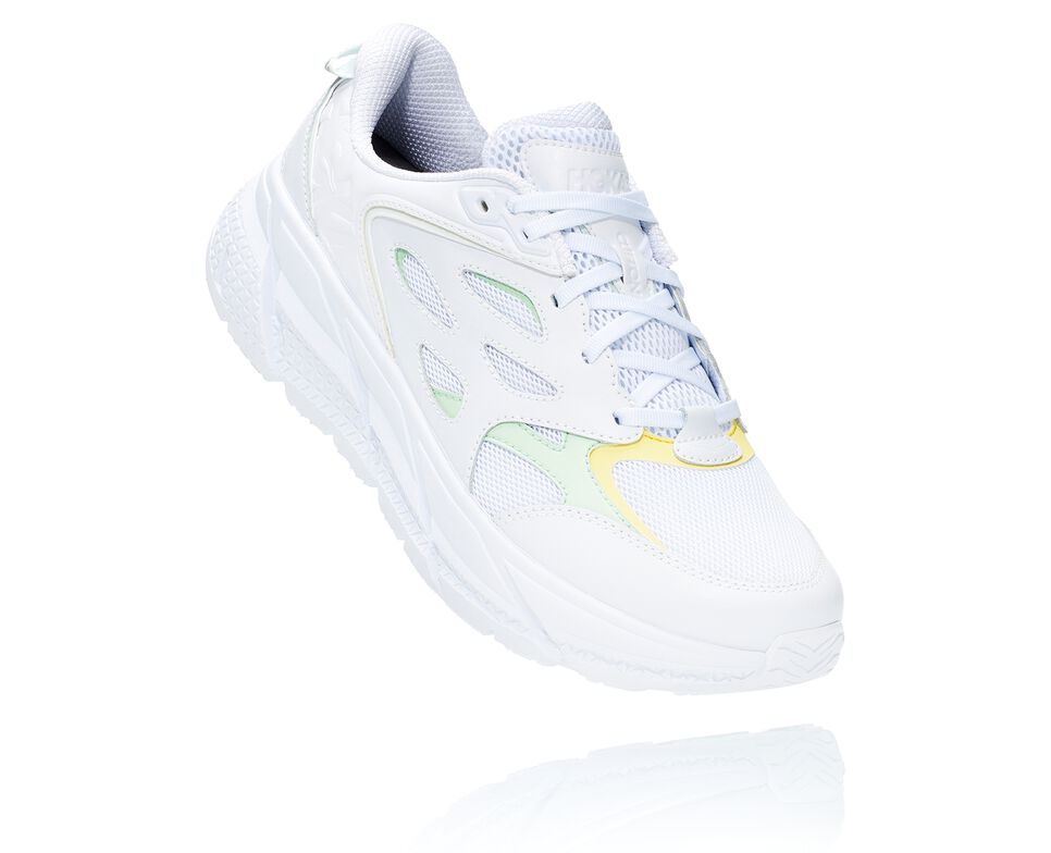 All Gender Hoka One One Clifton L Road Running Shoes White / Green Ash | CIBUFG386