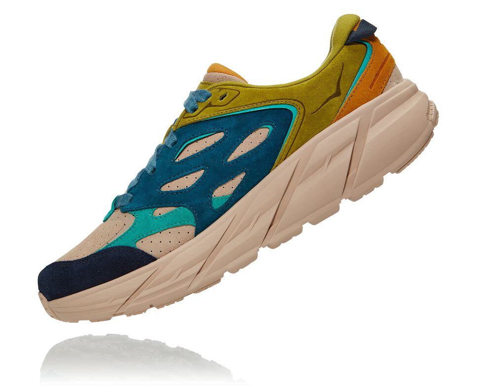 All Gender Hoka One One Clifton L Suede Running Shoes Multi / Shifting Sand | OHZARM438