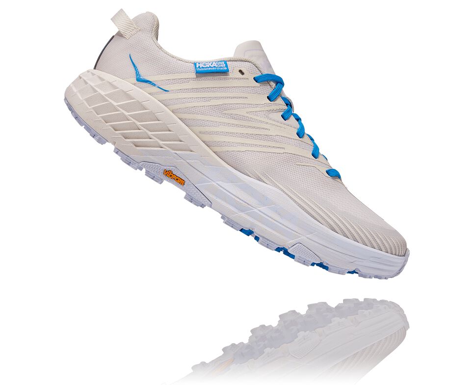 All Gender Hoka One One Hoka X Tint Speedgoat 4 Trail Running Shoes Marshmallow / Cyan Blue | MQAELZ749