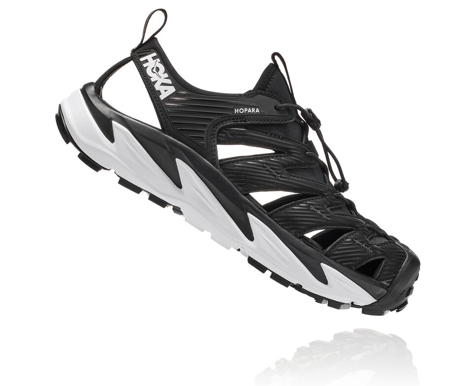 All Gender Hoka One One Hopara Hiking Sandals Black / White | ZKASWB419