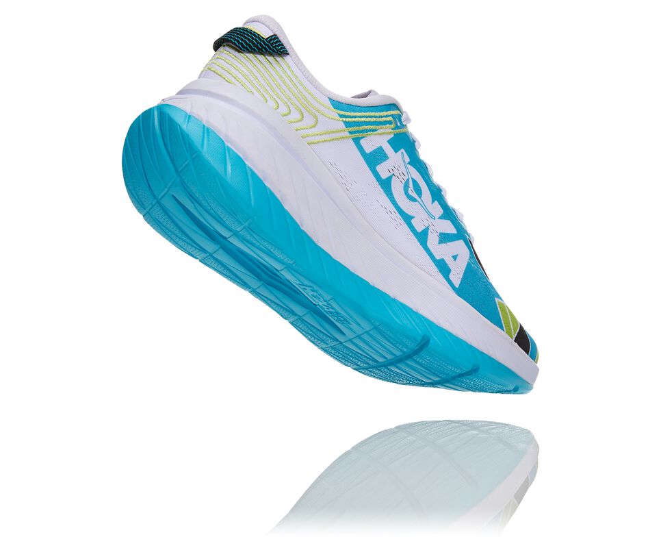 All Gender Hoka One One Ironman Kona Carbon X Road Running Shoes Scuba Blue / White | WBUKGY831