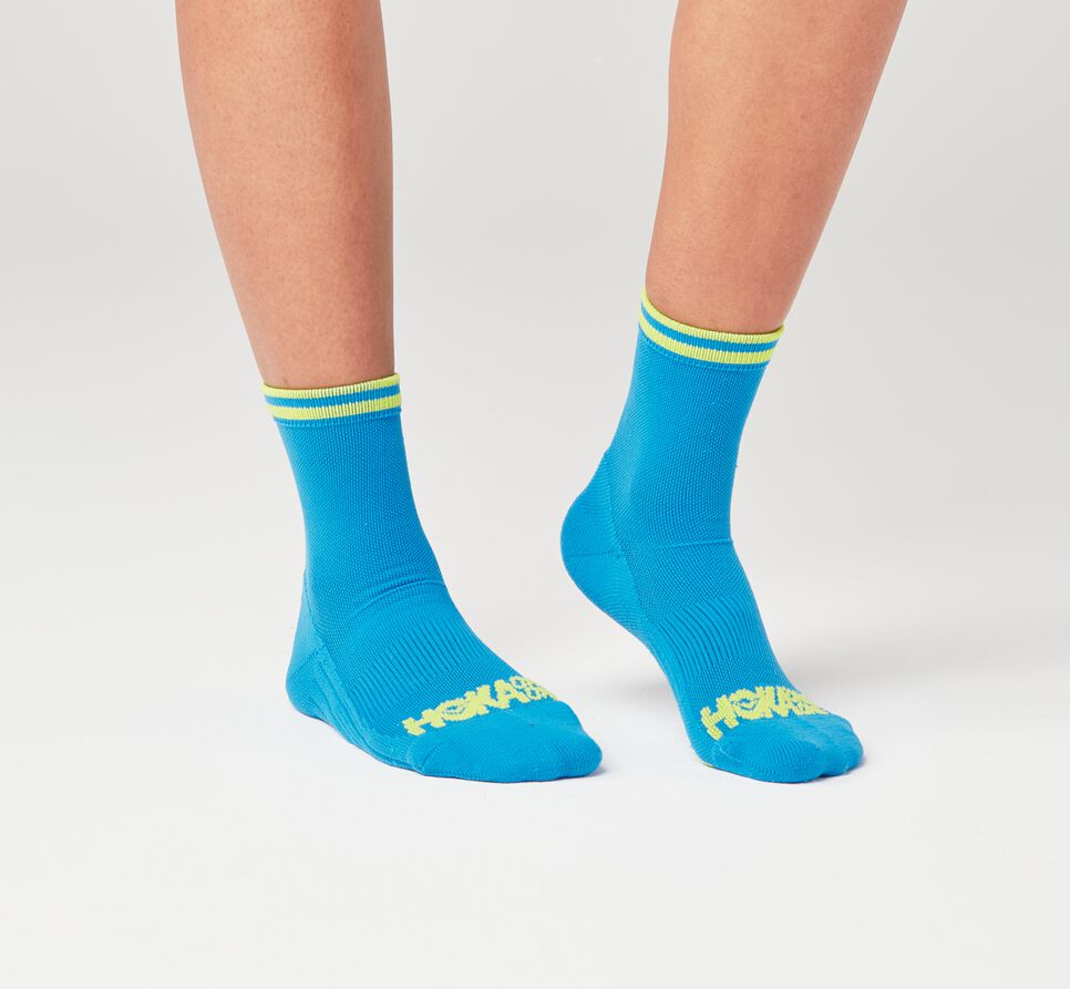 All Gender Hoka One One Performance Crew Socks Diva Blue / Citrus | DMAOVK923