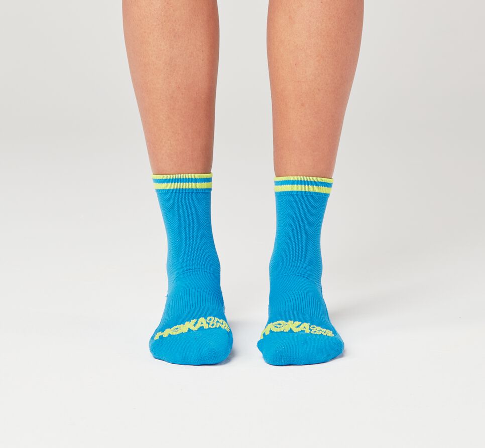 All Gender Hoka One One Performance Crew Socks Diva Blue / Citrus | DMAOVK923