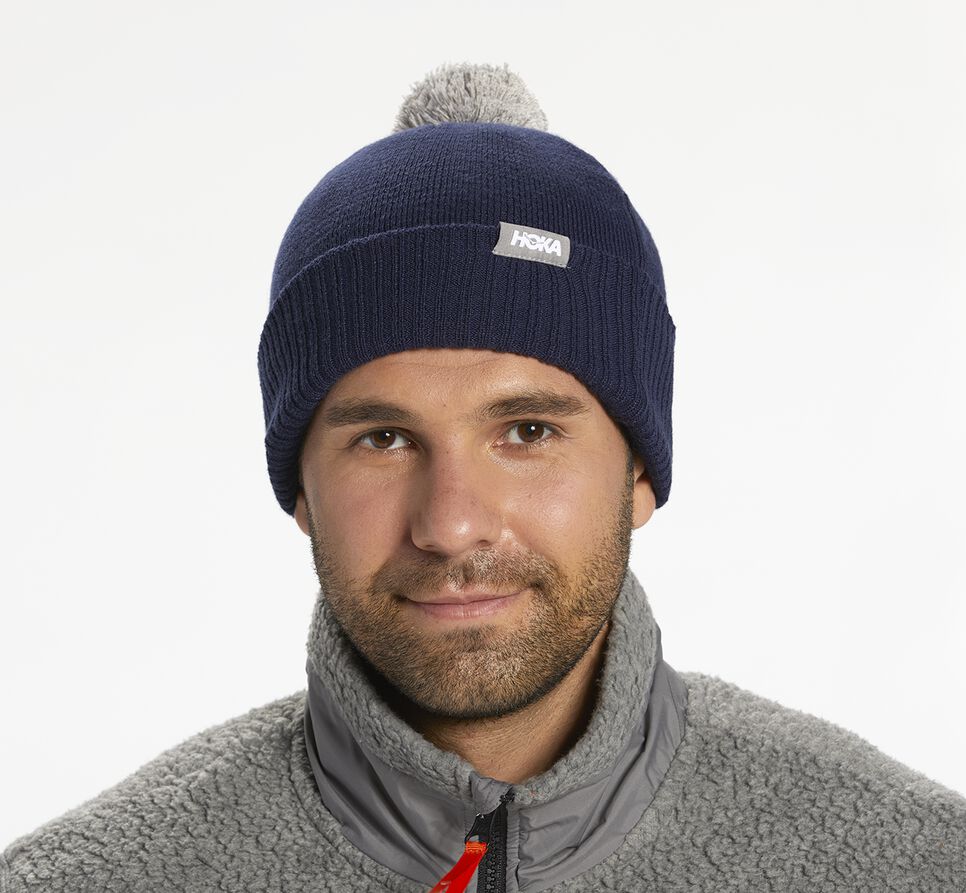 All Gender Hoka One One Pom Beanie Hat Moonlit Ocean | SNKRZT645