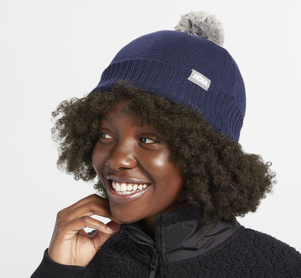 All Gender Hoka One One Pom Beanie Hat Moonlit Ocean | SNKRZT645