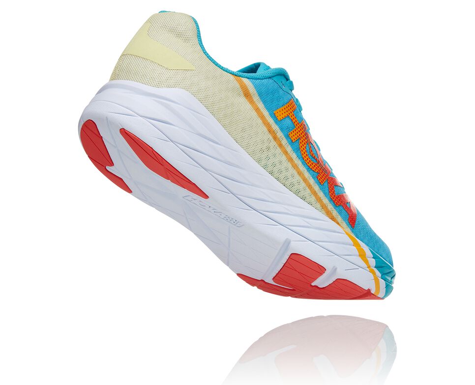 All Gender Hoka One One Rocket X Road Running Shoes Scuba Blue / Luminary Green | AUMNDR982